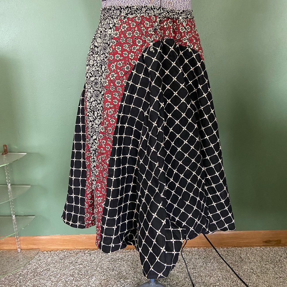 1970's Prairie Skirt Size 12 California Floral Peasant Vintage Circle Panel 70s